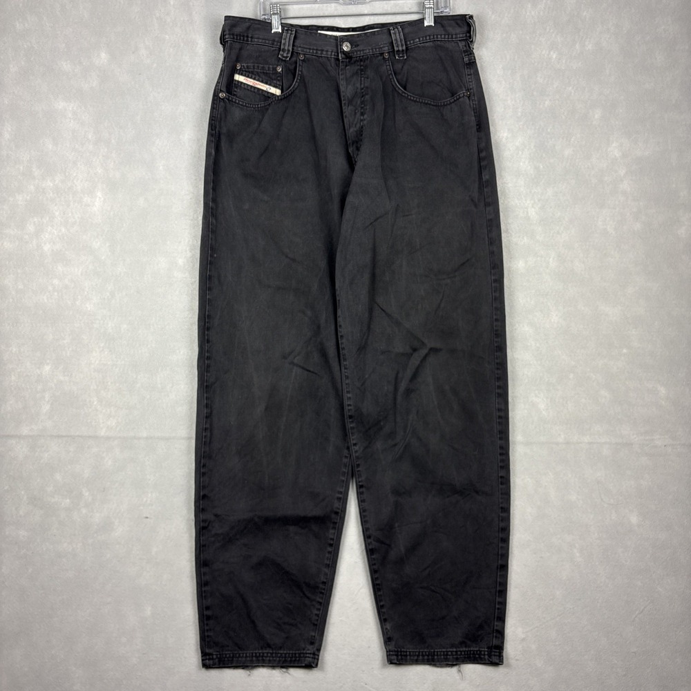 Diesel Saddle Jeans Men’s 36x34 (Fits 34x33) Black Relaxed Taper Button Fly Y2K
